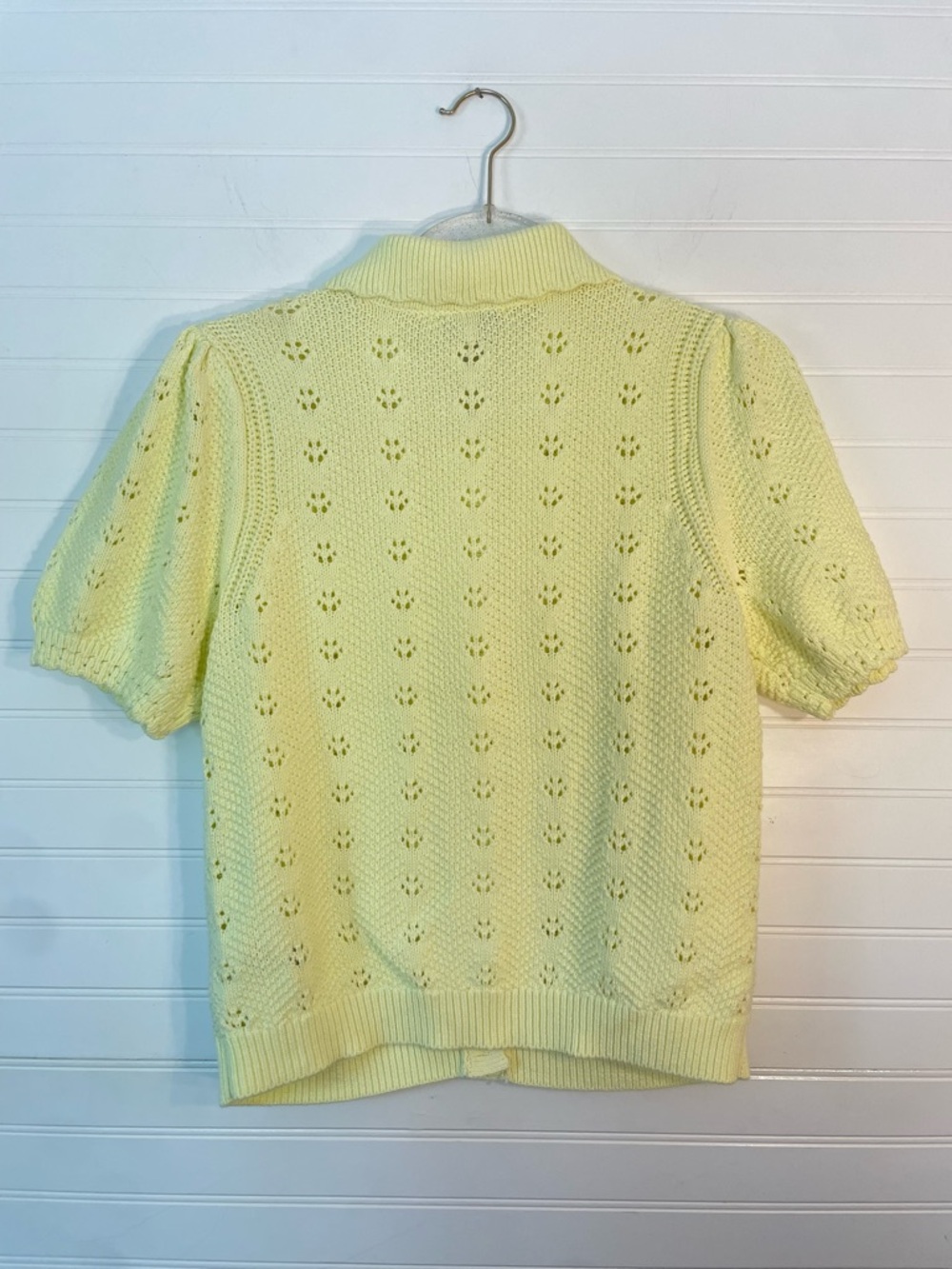 Free Assembly Cottage Yellow Pointelle Peterpan Collar Cardigan Cottagecore XS - Picture 7 of 8